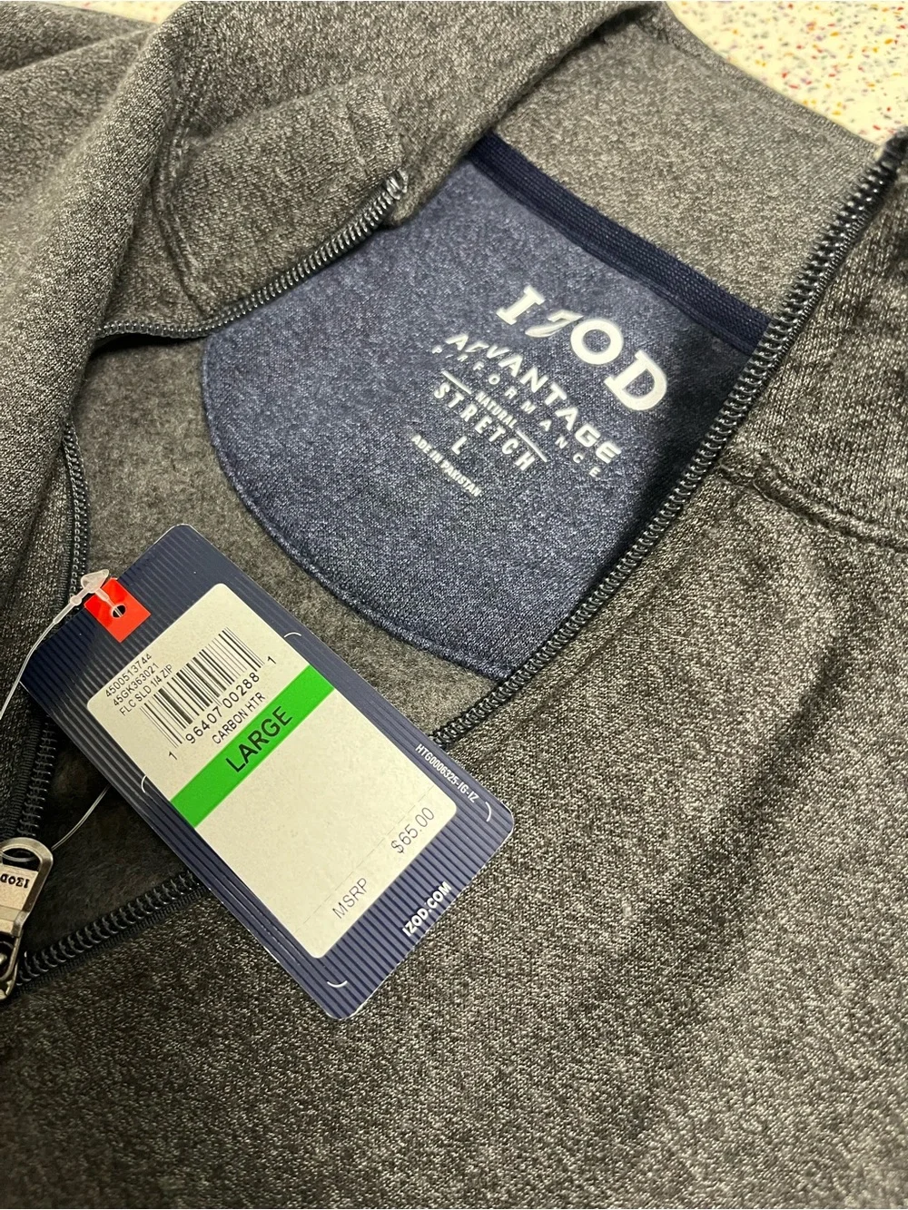 Izod Men’s 1/4 Zip Pullover Sweater Fleece Lined Mock Neck Carbon Gray Size L